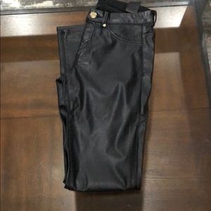 Black faux leather pants